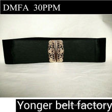 Hing qualidade Elegante Moda Lady Wide Black Alloy Designer Fancy Belt